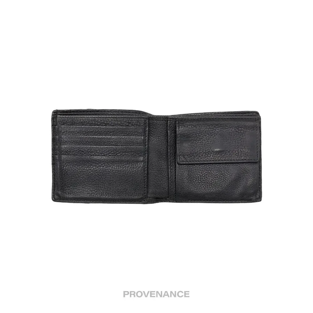 🔴 Gucci Vintage Logo Bifold Wallet - Black Leather